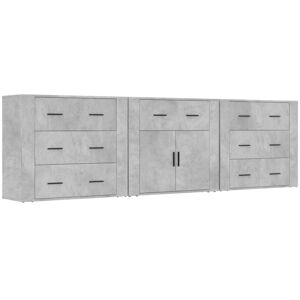 vidaXL 3x Aparadores de Madera Contrachapada Gris - Armario de Almacenamiento vidaXL 3x Aparadores de Madera Contrachapada Gris - Armario de Almacenamiento