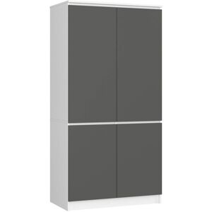 Akord - Armario S90 Blanco 90 Cm 4 Puertas Frente En Color Gris Grafito 90x51x180 Cm Akord - Armario S90 Blanco 90 Cm 4 Puertas Frente En Color Gris Grafito 90x51x180 Cm