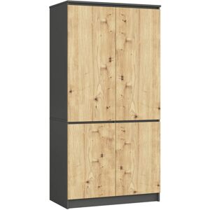 Akord - Armario S90 Gris Grafito 90 Cm 4 Puertas Frente En Color Roble Artisan 90x51x180 Cm Akord - Armario S90 Gris Grafito 90 Cm 4 Puertas Frente En Color Roble Artisan 90x51x180 Cm