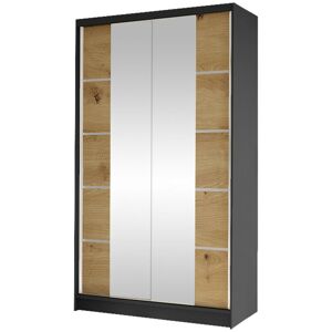 Mobilier1 - Armario Closico 168, Negro + Roble Artisan, 200x100x58cm, Puertas De Armario: Correderas, Número De Estantes: 0 Mobilier1 - Armario Closico 168, Negro + Roble Artisan, 200x100x58cm, Puertas De Armario: Correderas, Número De Estantes: 0