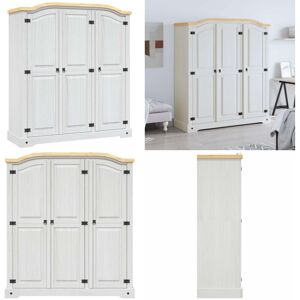 VIDAXL Armario Madera De Pino Mexicano Estilo Corona Blanco 3 Puertas - Armario Estilo Corona - Armario De Pino VIDAXL Armario Madera De Pino Mexicano Estilo Corona Blanco 3 Puertas - Armario Estilo Corona - Armario De Pino