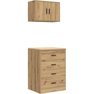 vidaXL Garage Cabinets 2 pcs Artisan Oak Engineered Wood - Garage Cabinets vidaXL Garage Cabinets 2 pcs Artisan Oak Engineered Wood - Garage Cabinets