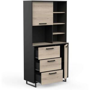 Miroytengo - Buffet Alto De Cocina Roma Color Roble Kronberg Y Negro Mate 180x92x40 Cm Miroytengo - Buffet Alto De Cocina Roma Color Roble Kronberg Y Negro Mate 180x92x40 Cm