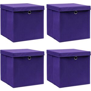 Cajas De Almacenaje Con Tapas 4 Uds Tela Morado 32x32x32 Cm Vidaxl Cajas De Almacenaje Con Tapas 4 Uds Tela Morado 32x32x32 Cm Vidaxl