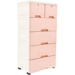 GOJOY Cajonera De Plástico Con 6 Cajones, Cómodas Con Ruedas, Mesita De Noche De Plástico Para El Hogar, Oficina, Dormitorio, Baño, 19.7 'w X 13.8' T X 40' H/rosa GOJOY Cajonera De Plástico Con 6 Cajones, Cómodas Con Ruedas, Mesita De Noche De Plástico Para El Hogar, Oficina, Dormitorio, Baño, 19.7 'w X 13.8' T X 40' H/rosa