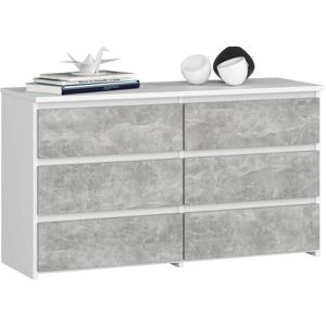 Cómoda Akord Cl100 Blanco 100 Cm 6 Cajones Frente En Color Gris Hormigón 100x35x57 Cm Cómoda Akord Cl100 Blanco 100 Cm 6 Cajones Frente En Color Gris Hormigón 100x35x57 Cm