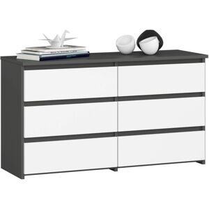 Cómoda Akord Cl100 Grafito Gris 100 Cm 6 Cajones Frente En Color Blanco 100x35x57 Cm Cómoda Akord Cl100 Grafito Gris 100 Cm 6 Cajones Frente En Color Blanco 100x35x57 Cm