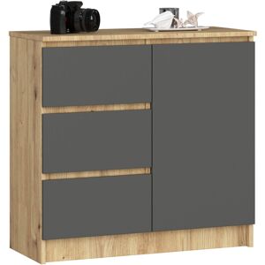Cómoda Akord Jerry Roble Artisan 80 Cm 1 Puerta 3 Cajones Frente En Color Grafito Gris 2 Estantes 80x35x77 Cm Cómoda Akord Jerry Roble Artisan 80 Cm 1 Puerta 3 Cajones Frente En Color Grafito Gris 2 Estantes 80x35x77 Cm