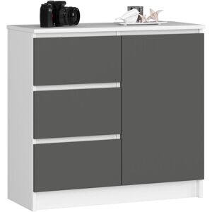 Cómoda Akord Jerry Blanco 80 Cm 1 Puerta 3 Cajones Frente En Color Grafito Gris 2 Estantes 80x35x77 Cm Cómoda Akord Jerry Blanco 80 Cm 1 Puerta 3 Cajones Frente En Color Grafito Gris 2 Estantes 80x35x77 Cm