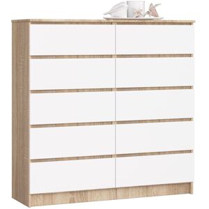 Cómoda Akord K120 Roble Sonoma 120 Cm 10 Cajones Frente En Color Blanco 120x40x121 Cm Cómoda Akord K120 Roble Sonoma 120 Cm 10 Cajones Frente En Color Blanco 120x40x121 Cm