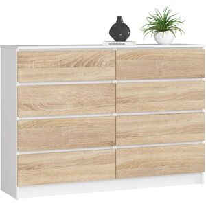 Cómoda Akord K140 Blanco 138 Cm 8 Cajones Frente En Color Roble Sonoma 138x40x99 Cm Cómoda Akord K140 Blanco 138 Cm 8 Cajones Frente En Color Roble Sonoma 138x40x99 Cm