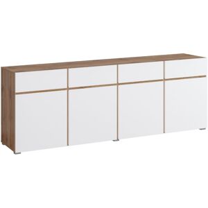 Arredamento1 - Cómoda Alfere 100, Roble Wotan + Blanco, Con Cajones Y Puertas, Número De Cajones: 0, 78x225x40cm Arredamento1 - Cómoda Alfere 100, Roble Wotan + Blanco, Con Cajones Y Puertas, Número De Cajones: 0, 78x225x40cm