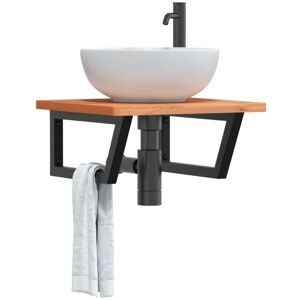 Estante de lavabo de pared de acero y madera de haya marrón vidaXL Estante de lavabo de pared de acero y madera de haya marrón vidaXL
