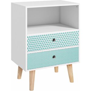 Mesita de Noche Homcom Azul y Blanco - 45x30x65cm Mesita de Noche Homcom Azul y Blanco - 45x30x65cm