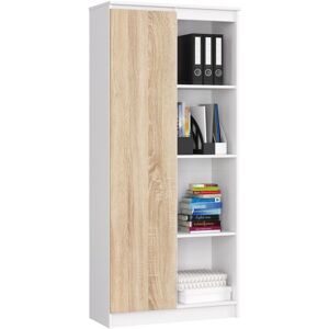 Akord - Librería R80 Blanco 80 Cm 1 Puerta Frente En Color Roble Sonoma 4 Estantes 80x35x180 Cm Akord - Librería R80 Blanco 80 Cm 1 Puerta Frente En Color Roble Sonoma 4 Estantes 80x35x180 Cm