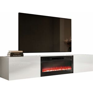 MIRJAN24 Mueble Tv Charlotte 162, Blanco + Blanco Brillante, Número De Puertas: 2, Número De Cajones: 0, 200x37x40cm MIRJAN24 Mueble Tv Charlotte 162, Blanco + Blanco Brillante, Número De Puertas: 2, Número De Cajones: 0, 200x37x40cm