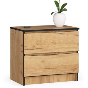 Akord - Mesita De Noche K60 Roble Craft 60 Cm 2 Cajones Frente En Color Roble Craft 60x40x55 Cm Akord - Mesita De Noche K60 Roble Craft 60 Cm 2 Cajones Frente En Color Roble Craft 60x40x55 Cm