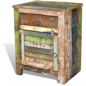 HOMMOO Mesita De Noche Cómoda De Dormitorio Mueble De Esquina Con 1 Cajón Y 1 Puerta Madera Recuperada 1402161 HOMMOO Mesita De Noche Cómoda De Dormitorio Mueble De Esquina Con 1 Cajón Y 1 Puerta Madera Recuperada 1402161