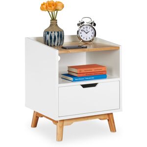 Relaxdays - Mesita De Noche Con 1 Cajón, Dm-madera, Blanca, 50 X 43 X 40 Cm Relaxdays - Mesita De Noche Con 1 Cajón, Dm-madera, Blanca, 50 X 43 X 40 Cm