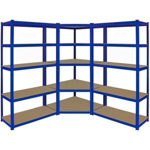 Monster Racking - 2 Estanterías Metálicas Azules T-rax Sin Tornillos 90x45x180cm + 1 Estantería Esquinera Esquina Rinconera Metálica Azul Capacidad 265kg Por Estante Almacenamiento Almacenaje Oficina Taller Garaje Monster Racking - 2 Estanterías Metálicas Azules T-rax Sin Tornillos 90x45x180cm + 1 Estantería Esquinera Esquina Rinconera Metálica Azul Capacidad 265kg Por Estante Almacenamiento Almacenaje Oficina Taller Garaje