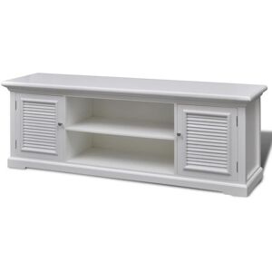 HELLOSHOP26 Consola de TV de madera blanca con estantes - Mueble para TV HELLOSHOP26 Consola de TV de madera blanca con estantes - Mueble para TV