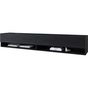 Muebles Slavic - Lowboard 180 cm - Negro ondulado - 2 estanterías - TV Lowboard Muebles Slavic - Lowboard 180 cm - Negro ondulado - 2 estanterías - TV Lowboard