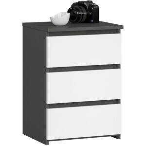 Akord - Mesita De Noche Cl3 Grafito Gris 40 Cm 3 Cajones Frente En Color Blanco 40x35x57 Cm Akord - Mesita De Noche Cl3 Grafito Gris 40 Cm 3 Cajones Frente En Color Blanco 40x35x57 Cm