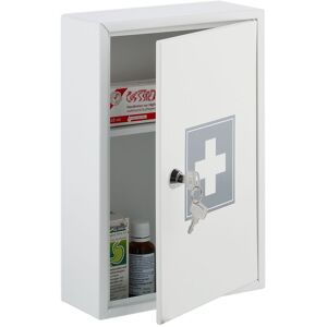 Armario Botiquín Puerta Cruz 2 Compartimentos, Cerradura, 32x21,5x8 Cm, Caja Medicinas Colgante, Blanco Y Gris - Relaxdays Armario Botiquín Puerta Cruz 2 Compartimentos, Cerradura, 32x21,5x8 Cm, Caja Medicinas Colgante, Blanco Y Gris - Relaxdays