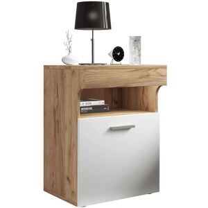 Ebuy24 - Mueble De Noche Vcm Mesita Lateral Con Puerta Giratoria Mesita De Noche Dimensiones Aprox. Al. 61 X An. 45 X T. 39 Cm - Slepal M (roble De Miel / Blanco) Ebuy24 - Mueble De Noche Vcm Mesita Lateral Con Puerta Giratoria Mesita De Noche Dimensiones Aprox. Al. 61 X An. 45 X T. 39 Cm - Slepal M (roble De Miel / Blanco)