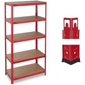 Relaxdays - Estantería De Carga Pesada, 875 Kg, Cinco Estantes, Ensamblable, Despensa, Garaje, 180x90x45 Cm, Rojo Relaxdays - Estantería De Carga Pesada, 875 Kg, Cinco Estantes, Ensamblable, Despensa, Garaje, 180x90x45 Cm, Rojo