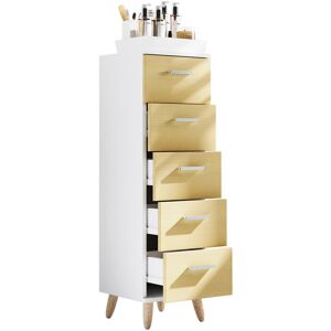 Ebuy24 - Muebles De Baño Vcm Midischrank Gabinete De Baño Dimensiones: Al. 100 X An. 30 X P. 30 Cm Cajón 5 Cajones - Landos M (blanco / Roble Miel) Ebuy24 - Muebles De Baño Vcm Midischrank Gabinete De Baño Dimensiones: Al. 100 X An. 30 X P. 30 Cm Cajón 5 Cajones - Landos M (blanco / Roble Miel)