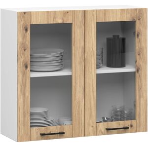 Vitrina De Cocina Colgante Alta Akord Blanco 80 Cm 2 Puertas Frente En Color Roble Artisan 80x30,5x72 Cm Vitrina De Cocina Colgante Alta Akord Blanco 80 Cm 2 Puertas Frente En Color Roble Artisan 80x30,5x72 Cm
