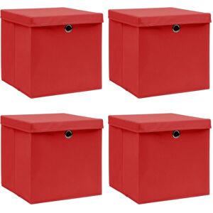 Cajas De Almacenaje Con Tapas 4 Uds Tela Rojo 32x32x32 Cm Vidaxl Cajas De Almacenaje Con Tapas 4 Uds Tela Rojo 32x32x32 Cm Vidaxl