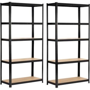 Akord - Conjunto De 2 Estanterías Metálicas Modulares Negro 90 Cm 90x40x180 Cm Akord - Conjunto De 2 Estanterías Metálicas Modulares Negro 90 Cm 90x40x180 Cm