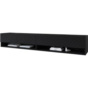 Muebles Slavic - Mueble De Tv Lowboard A 180 Cm, Mueble De Televisión Con Iluminación Led, Dos Estanterías, Color Negro Espiga Muebles Slavic - Mueble De Tv Lowboard A 180 Cm, Mueble De Televisión Con Iluminación Led, Dos Estanterías, Color Negro Espiga
