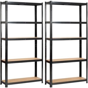 Akord - Conjunto De 2 Estanterías Metálicas Modulares Negra 90 Cm 90x30x180 Cm Akord - Conjunto De 2 Estanterías Metálicas Modulares Negra 90 Cm 90x30x180 Cm