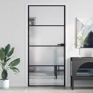 Puerta Interior Delgada Negra Vidrio Y Aluminio 93x201,5 Cm Vidaxl Puerta Interior Delgada Negra Vidrio Y Aluminio 93x201,5 Cm Vidaxl