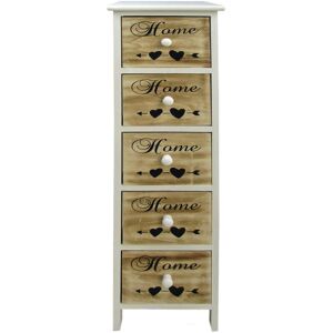 Mobili Rebecca - Rebecca Mobili Cómoda Cajonera 5 Cajones Blanco Marrón Madera 91x26x30 Mobili Rebecca - Rebecca Mobili Cómoda Cajonera 5 Cajones Blanco Marrón Madera 91x26x30