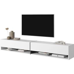 Selsey - Mirrgo - Mueble Tv / Mueble De Salón - Blanco Con Inserciones De Grafito - 200 Cm Selsey - Mirrgo - Mueble Tv / Mueble De Salón - Blanco Con Inserciones De Grafito - 200 Cm