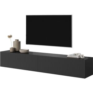 Selsey Veldio - Mueble De Tv Colgante - Negro Con Frentes De Listones - 175 Cm Selsey Veldio - Mueble De Tv Colgante - Negro Con Frentes De Listones - 175 Cm