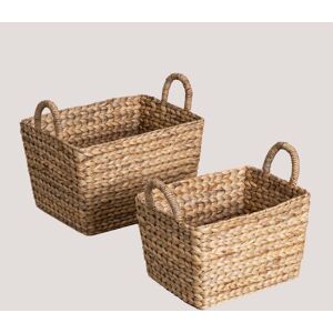 SKLUM Juego de 2 cestas de almacenaje de jacinto de agua - Natural SKLUM Juego de 2 cestas de almacenaje de jacinto de agua - Natural