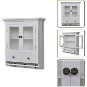 VIDAXL The Living Store Armario De Cocina De Pared De Madera Y Puerta De Vidrio Blanco - Armario De Pared VIDAXL The Living Store Armario De Cocina De Pared De Madera Y Puerta De Vidrio Blanco - Armario De Pared