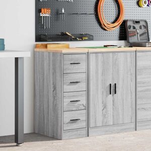 vidaXL Armario de almacenamiento para garaje - Roble macizo - Gris vidaXL Armario de almacenamiento para garaje - Roble macizo - Gris