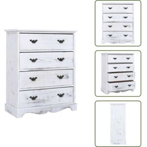 THE LIVING STORE Cajones De Madera - Vidaxl Cajonera De Madera Blanca 60x30x75 Cm - Armario Blanco THE LIVING STORE Cajones De Madera - Vidaxl Cajonera De Madera Blanca 60x30x75 Cm - Armario Blanco