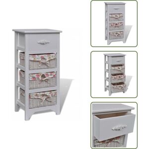 VIDAXL The Living Store Mueble Con 1 Cajón Y 3 Cestas Madera De Paulonia Blanco - Estantería VIDAXL The Living Store Mueble Con 1 Cajón Y 3 Cestas Madera De Paulonia Blanco - Estantería