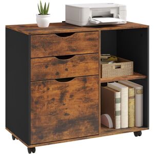 Archivador Móvil Para Documentos De Oficina Con Cajones Y Compartimentos Abiertos, Con Ruedas, Color Marrón Rústico - Woltu Archivador Móvil Para Documentos De Oficina Con Cajones Y Compartimentos Abiertos, Con Ruedas, Color Marrón Rústico - Woltu