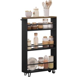 Carrito De Almacenamiento Delgado Para Cocina Y Baño, Ahorra Espacio, 3 Estantes, Marrón Rústico Negro - Woltu Carrito De Almacenamiento Delgado Para Cocina Y Baño, Ahorra Espacio, 3 Estantes, Marrón Rústico Negro - Woltu