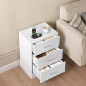 Woltu - Juego De 1 Mesita De Noche Moderna Con 3 Cajones, Mesa Auxiliar, Sofá, Cómoda, Habitación Infantil, Color Blanco Woltu - Juego De 1 Mesita De Noche Moderna Con 3 Cajones, Mesa Auxiliar, Sofá, Cómoda, Habitación Infantil, Color Blanco