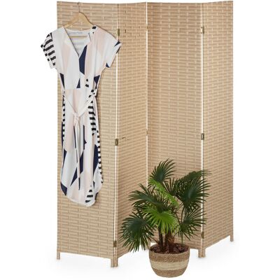 Relaxdays - Biombo 4 Paneles 170x160 Cm, Separador Ambientes Plegable, Plástico Y Madera, Tabique Interior, Marrón Claro Relaxdays - Biombo 4 Paneles 170x160 Cm, Separador Ambientes Plegable, Plástico Y Madera, Tabique Interior, Marrón Claro