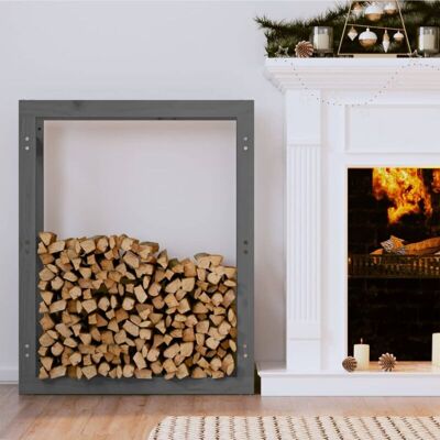 Vidaxl - Estante Para Leña Madera Maciza De Pino Gris 80x25x100 Cm Vidaxl - Estante Para Leña Madera Maciza De Pino Gris 80x25x100 Cm